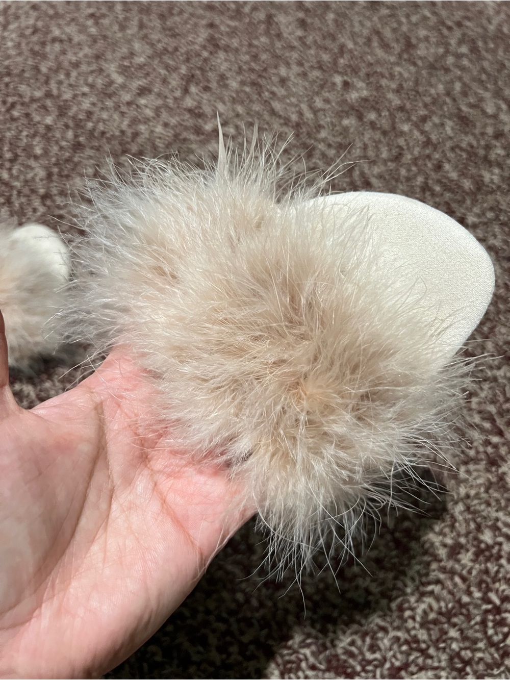 Plush Feather Slide Sandals in Blush - Picture 3 of 6